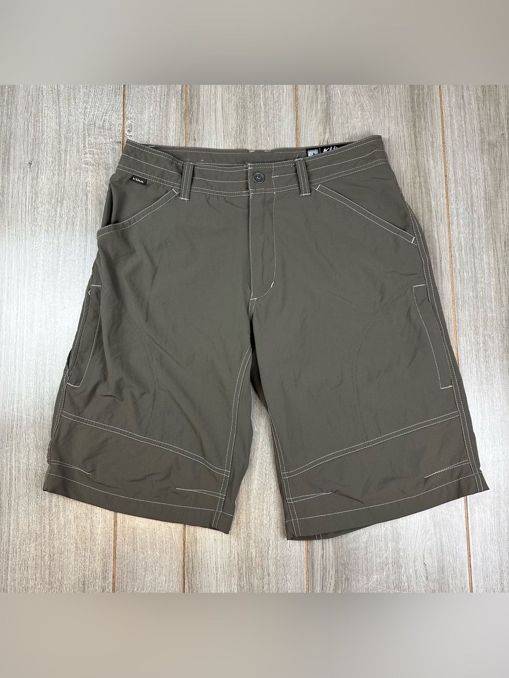Kuhl Renegade Shorts Mens 32 (tag 34) Olive Green Brown Hiking Outdoor
